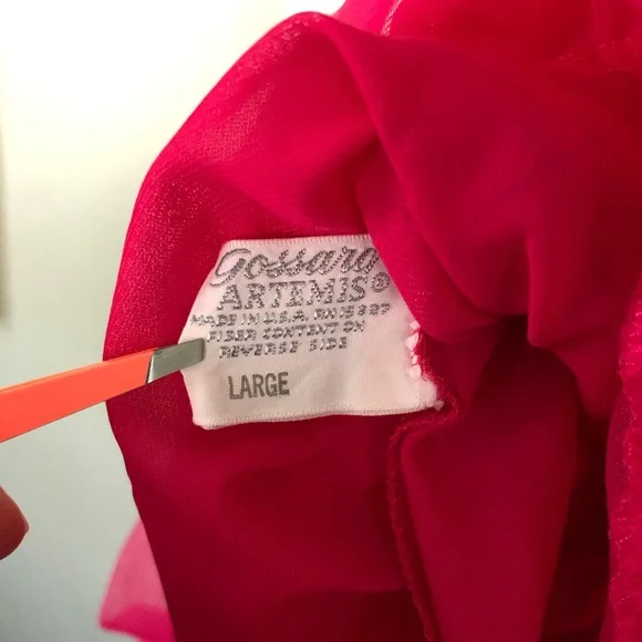 Vintage 1970s Magenta Embroidered Babydoll Nightgown size S/M - Picture 5 of 6